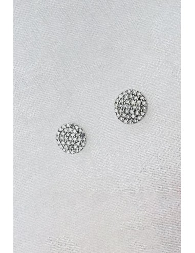 14k White Gold Diamond Disc Earrings français