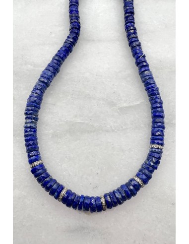 Lapis Heishi w 5 Single Diamond Segments 2024