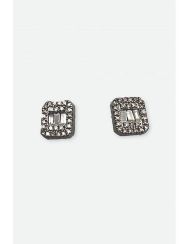 Sterling Silver Illusion Rectangle Baguette & Pave Studs des créatures d'habitude