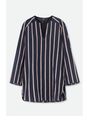 CYPRESS LAYERED SHIRT IN ITALIAN COTTON VOILE NAVY STRIPES Dans la société mordern