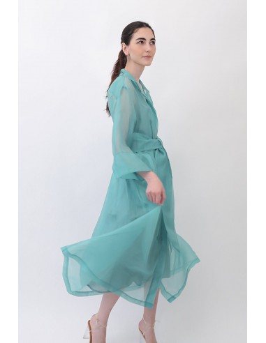 GABRIELLE DRESS IN SILK ORGANZA AQUAMARINE français