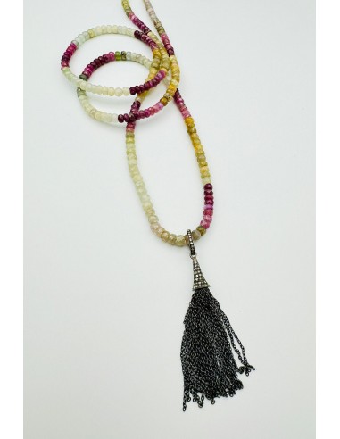 LONG MUTED SAPPHIRE NECKACE WITH DIAMOND TASSEL une grave pollution 