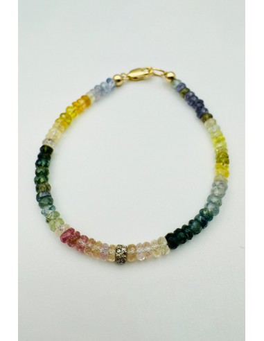 RAINBOW SAPPHIRE BRACELET WITH DOUBLE DIAMOND BEAD Venez acheter