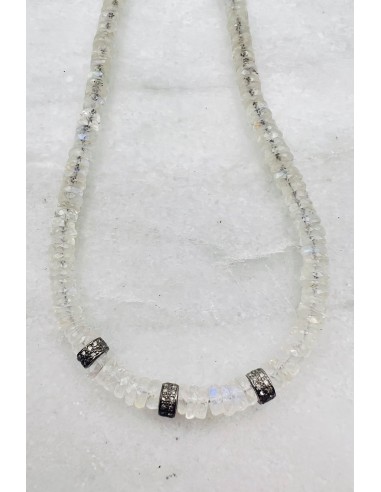 RAINBOW MOONSTONE NECKLACE WITH DIAMOND SEGMENTS une grave pollution 