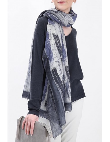 PAINTED NORDIC BLUE SCARF IN HAND DYED CASHMERE Pour