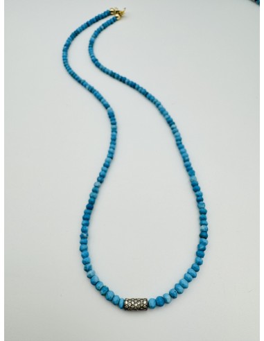 LONG DIAMOND TUBE BEAD TURQUOISE NECKLACE est présent 