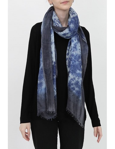 BORDERED DENIM SCARF IN HAND DYED CASHMERE JUSQU'A -70%! 