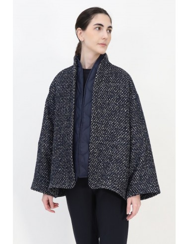 ELENA WOOL JAQUARD & GOOSE DOWN TWO PIECE COAT SET IN NAVY le concept de la Pate a emporter 