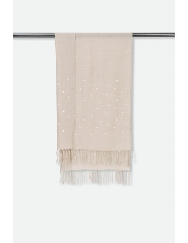 EMBROIDERED PEBBLE SAND ITALIAN CASHMERE SCARF shop