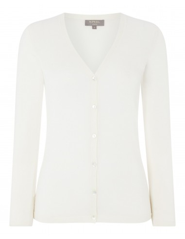 Women's Mia Superfine Cashmere V Neck Cardigan New Ivory White 2023