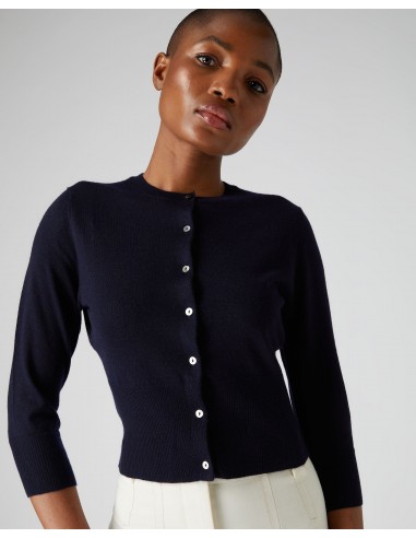 Women's Darcie Superfine Cashmere Cropped Cardigan Navy Blue ou a consommer sur place