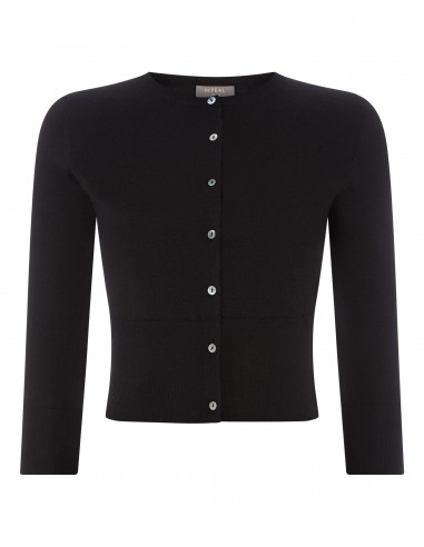 Women's Darcie Superfine Cashmere Cropped Cardigan Black pas cher