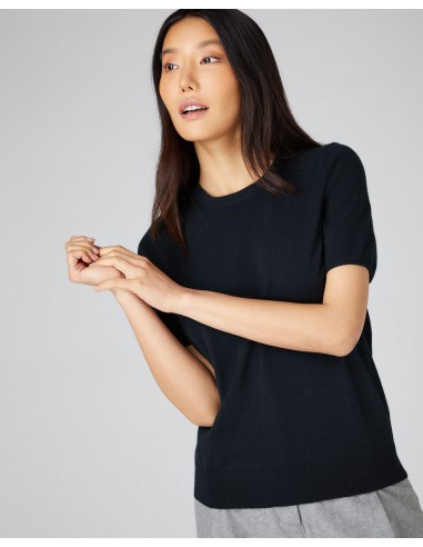 Women's Milly Classic Cashmere T-Shirt Black en stock