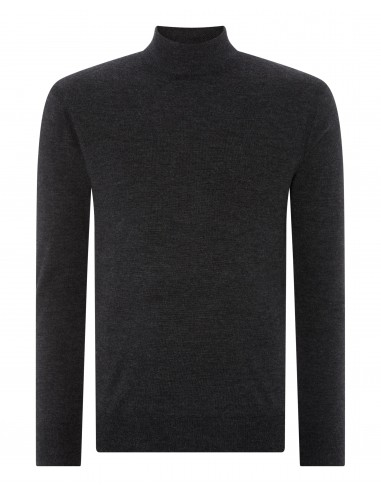 007 Fine Gauge Cashmere Mock Turtle Neck Jumper Dark Charcoal Grey Faites des économies