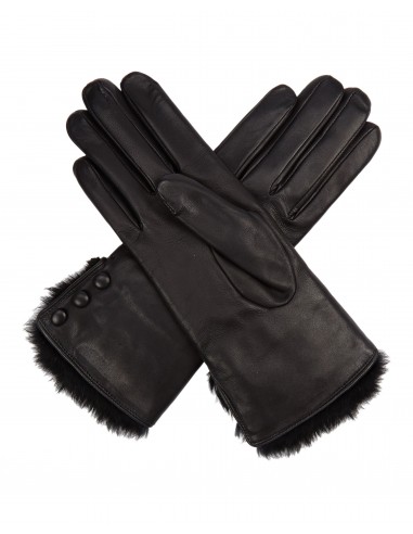 Women's Fur Lined Leather Gloves Black Pour