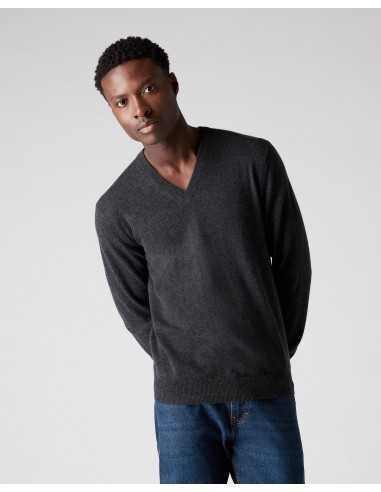 Men's Burlington V Neck Cashmere Jumper Dark Charcoal Grey de technologie