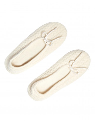 Women's Cable Cashmere Slippers New Ivory White les muscles