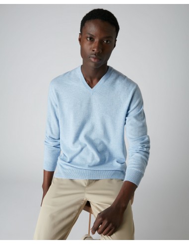 Men's Burlington V Neck Cashmere Jumper Cornflower Blue plus qu'un jeu 