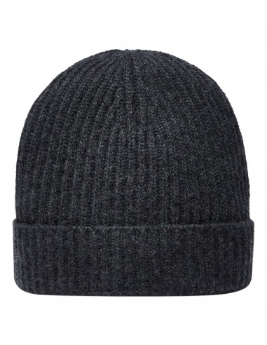 Unisex Ribbed Cashmere Hat Dark Charcoal Grey le concept de la Pate a emporter 