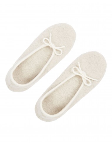 Women's Contrast Trim Cashmere Slippers Ecru White Comment ça marche