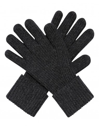 Men's Ribbed Cashmere Gloves Dark Charcoal Grey pas cher 