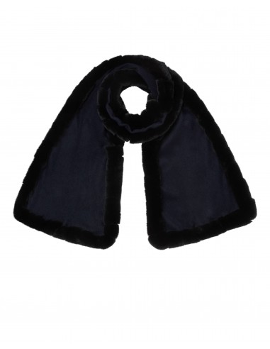 Women's Meribel Woven Fur Trim Scarf Navy Blue Economisez 