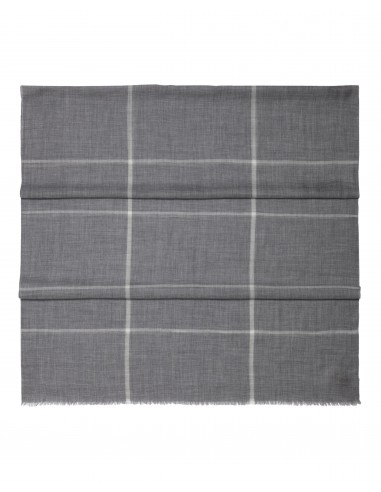 Men's Fine Gauge Checked Cashmere Scarf Mid Grey 2 - 3 jours ouvrés.