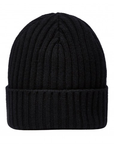 Unisex Chunky Ribbed Cashmere Hat Black paiement sécurisé