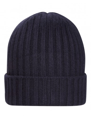 007 Chunky Ribbed Cashmere Hat Navy Blue de France