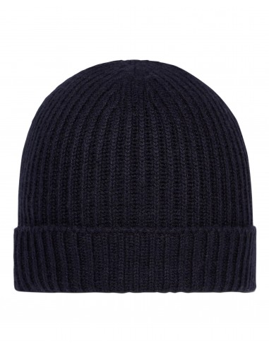 Unisex Ribbed Cashmere Hat Navy Blue en ligne