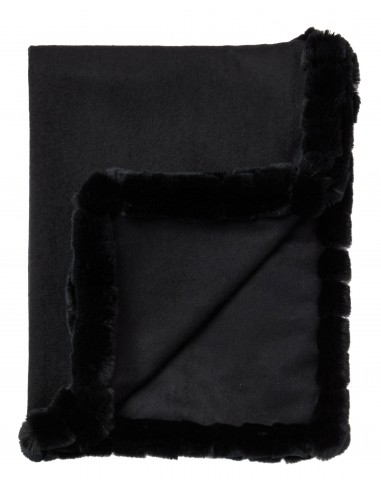 Women's Meribel Woven Fur Trim Cashmere Shawl Black Faites des économies