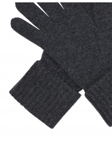 Women's Ribbed Cashmere Gloves Dark Charcoal Grey sur le site 