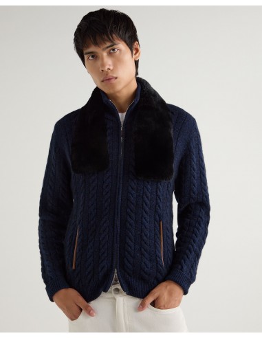 Unisex Fur Neckwarmer Navy Blue à prix réduit toute l'année