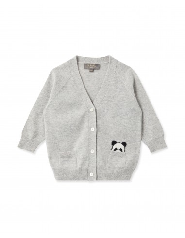 Panda Pocket Cashmere Cardigan Fumo Grey soldes