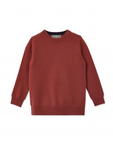 Boys Round Neck Cashmere Jumper Brick Red livraison gratuite