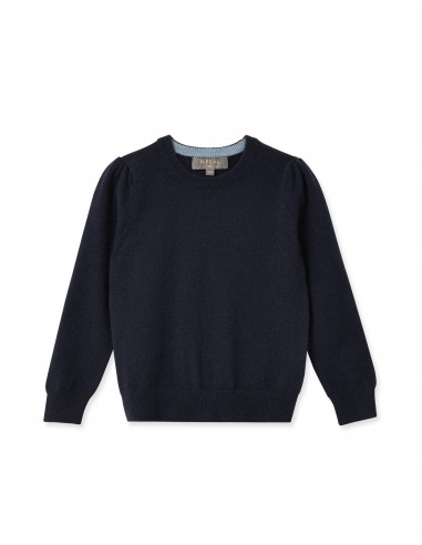 Girls Round Neck Cashmere Jumper Navy Blue du meilleur 