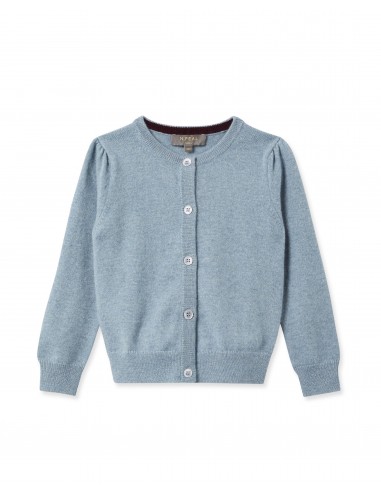 Girls Round Neck Cashmere Cardigan Heather Blue Amélioration de cerveau avec