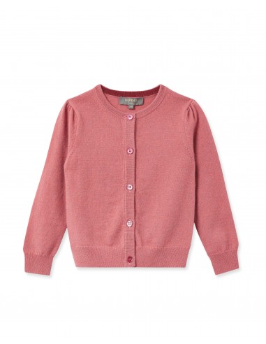 Girls Round Neck Cashmere Cardigan Heather Pink Véritable concentré