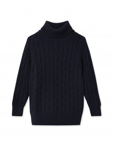 Boys Cable Roll Neck Cashmere Jumper Navy Blue vente chaude votre 