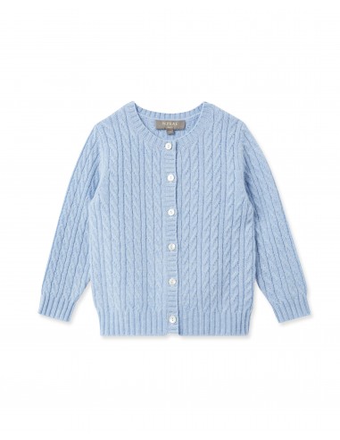 Cashmere Cable Cardigan Cornflower Blue pas cher 