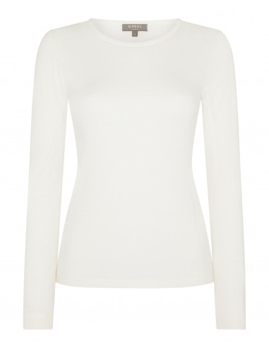 Women's Eden Superfine Cashmere Round Neck Top New Ivory White ouvre sa boutique