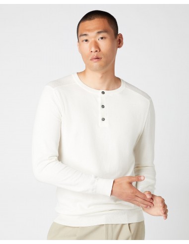 007 Round Neck Cotton Cashmere Henley New Ivory White plus qu'un jeu 