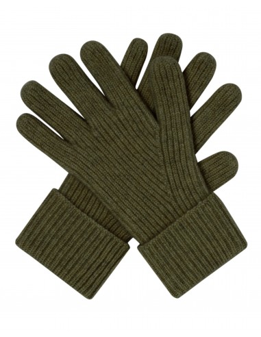 Men's Ribbed Cashmere Gloves Moss Green sur le site 