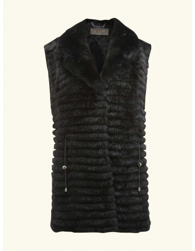 Women's Cut Mink Gilet Black pas cheres