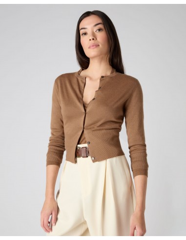 Women's Darcie Superfine Cashmere Cropped Cardigan Dark Camel Brown shop