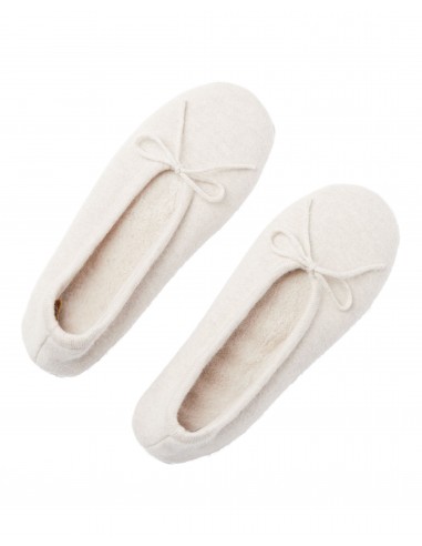 Women's Fur Lined Cashmere Slippers Ecru White à prix réduit toute l'année