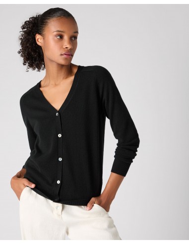 Women's Lara V Neck Cashmere Cardigan Black s'inspire de l'anatomie humaine