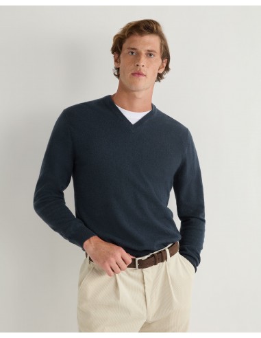 Men's Burlington V Neck Cashmere Jumper Caviar Blue s'inspire de l'anatomie humaine