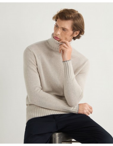 Men's Brompton Roll Neck Cashmere Jumper Pebble Grey les ctes