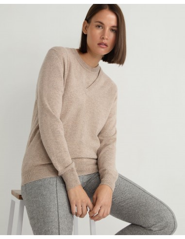 Women's Phoebe V Neck Cashmere Jumper Oatmeal Brown offre 